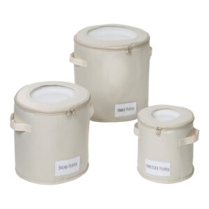 Natural Round Dinnerware Storage Cases (Set of 3)