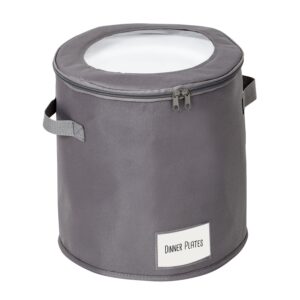 Gray 12-Inch Round Dinnerware Storage Box